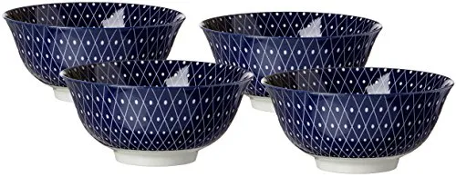 Ritzenhoff & Breker Schalen-Set Royal Reiko, 4-teilig - Porzellangeschirr in Blau-Weiß, spülmaschinengeeignet und perfekt für Müsli, Suppen oder Beilagen. Ergänzen Sie Ihre 