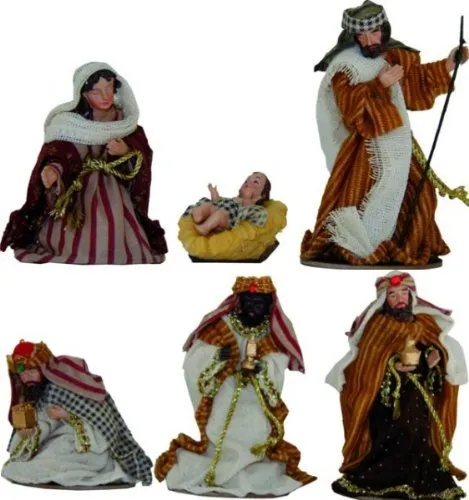 Orientalische Krippe 6tlg. - Handbemalt, Höhe 13cm - Krippenfiguren für besinnliche Weihnachten, detailreich handbemalt und ideal für festliche Dekoration.