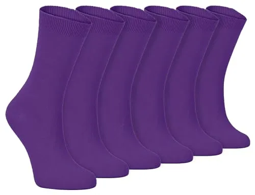 Sock Snob - 6er pack damen dünn elegant bunt farbig baumwolle socken 37-42 eur (37-42 eu, PL30 Purple)
