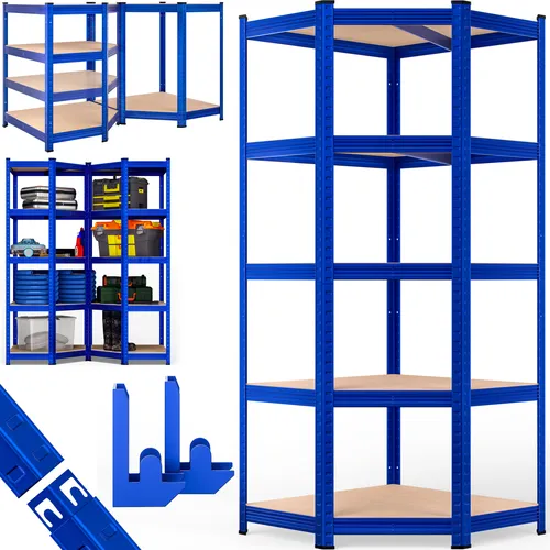 Monzana® Eckregal 180x70x40cm - Schwerlastregal mit 875 kg Tragkraft - Lagerregal für Keller, Garage und Werkstatt. Robustes Stecksystem ohne Schrauben, anpassbare MDF-Platten und Bodenschutz für perfekte Raumnutzung.