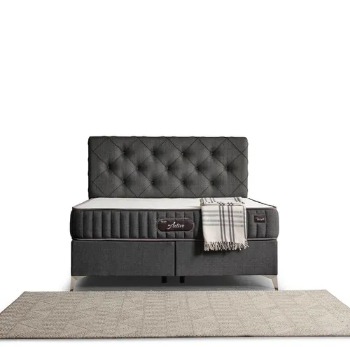 Villa Möbel Polsterbett Active (Bett, 3-tlg., mit gestepptem Kopfteil in pflegeleichtem Mikrofaser-Bezug), Bettkasten mit XXL Stauraum & Gasdruckfedern für einfache Handhabung