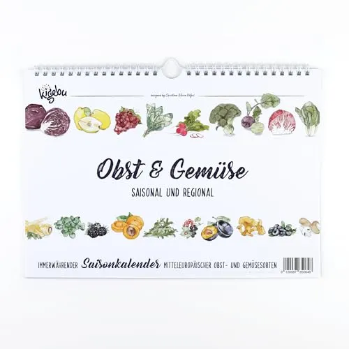 Saisonkalender für Obst und Gemüse | Immerwährender Wandkalender mit heimischen Obst- und Gemüsesorten (Wandkalender)
