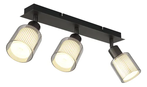 Deckenleuchte Metall schwarz matt mit opalen Gläsern - Moderne Deckenlampe für Wohnzimmer, Flur oder Küche. Dreh- und schwenkbare Leuchtköpfe für flexible Lichtgestaltung und angenehme Lichtstreuung.