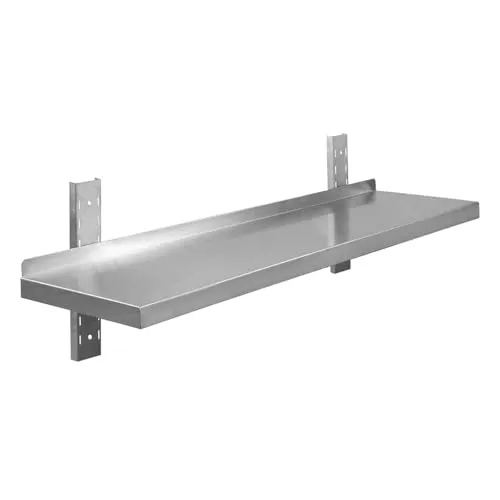 GastroHero Edelstahl Wandregal I 80 x 40 cm Wandbord Gastronomie I Edelstahlregal mit 1 Ablageboden I Hängeregal Edelstahl für Küche & Gastro Regal