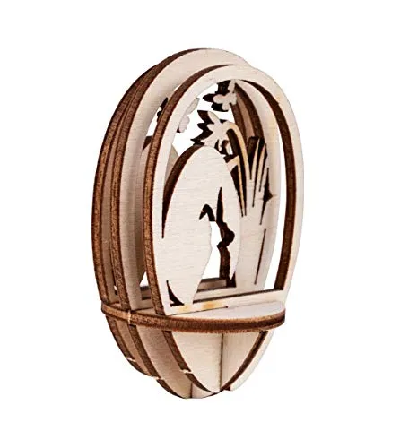 Rayher 62948505 Holz-Steckt. Hase und Blumen,FSCMixCred, natur, 8cm