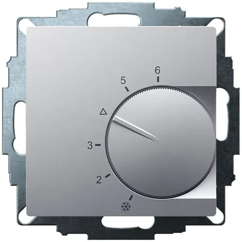 EBERLE UTE 1003-Alu-55 Raumregler - Thermostat zur präzisen Temperaturregelung in Wohnräumen, Büros und Hotels, passend für alle gängigen Schalterprogramme, elegantes Aluminiumdesign.