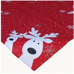 texpot Tischdecke Tischläufer Stickerei lustiger Elch Winter Weihnachten Deko (1-tlg) rot quadratisch | 85 cm x 85 cm
