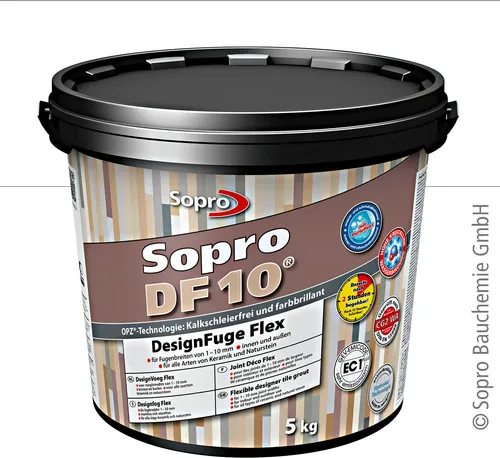 Sopro Designfuge DF 10, 5 Kg - Baumaterial mit hoher Flexibilität und ideal für kreative Fliesenverlegungen in Wohnräumen.