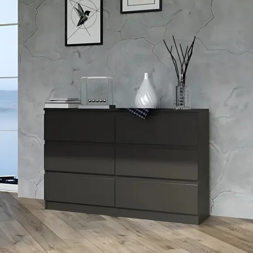 Home Collective Kommode Highboard Sideboard 120 cm - Schubladenkommode mit 6 geräumigen Schubladen, aus robustem Holzwerkstoff gefertigt, ideal für Flur, Schlafzimmer oder Wohnzimmer – zeitloses Design und hohe Funktionalität.
