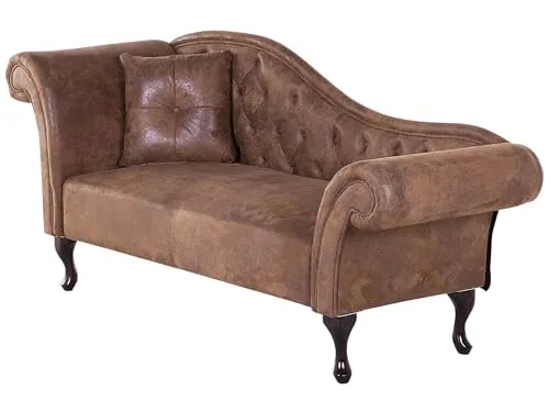Produktbild Chaiselongue im Chesterfield Style linksseitig Kunstleder Hellbraun Lattes
