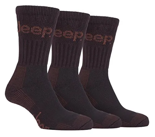 Jeep - 3er pack herren baumwolle gepolstert socken/trekkingsocken/wandersocken für sommer (39-45 eur, Brown)