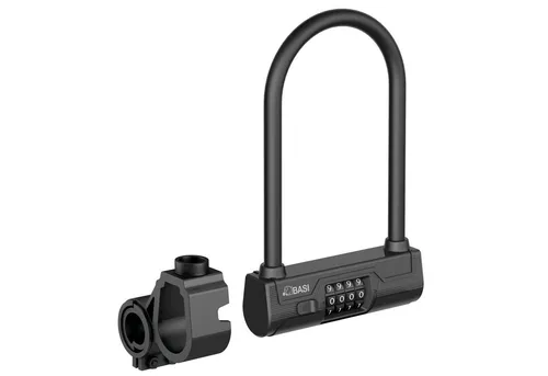 BASI Kabelbinder Fahrradschloss, E-Bike Schloss (Packung) mit 4-stelliger Zahlenkombination, Bügel Ø14 mm, Kratzschutz