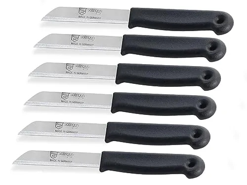 Schälmesser Set Gemüsemesser aus Solingen Kleines Küchenmesser Made in Germany Allzweckmesser mit Scharfem und Präzisem Schnitt aus Rostfreiem Edelstahl in Klein und Groß Schwarz (6, Lang)