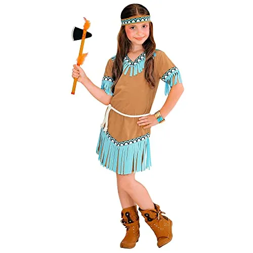 W WIDMANN MILANO Kinderkostüm Indianerin - Kostüm für Kinder, ideal für Fasching und Karneval, inklusive Kleid, Gürtel und Stirnband mit auffälligen Fransen. Größe 116 cm für 4-5 Jahre.