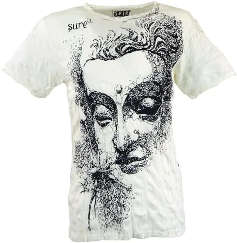 GURU SHOP Sure Herren T-Shirt Buddha - Weiß, Baumwolle, Size:XL