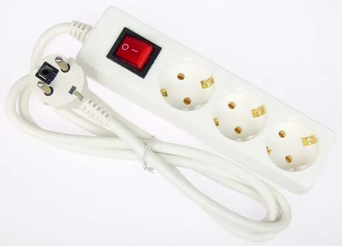 Mehrfachsteckdose Tischsteckdose 3 fach Weiss mit Schalter Steckdosenleiste 1,4m