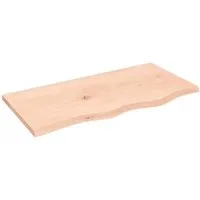 vidaXL Wandregal aus massivem Eichenholz 80x40 cm - Rustikales Wandregal aus unbehandeltem Eichenholz, handgefertigt mit Naturkante – ideal für individuellen Stauraum und vielseitige Nutzung in jedem Raum.