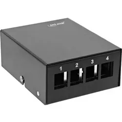 InLine® Patchfeld-Dose Aufputz für 4x Keystone RJ45, Metall, schwarz RAL9005 Patchfelder