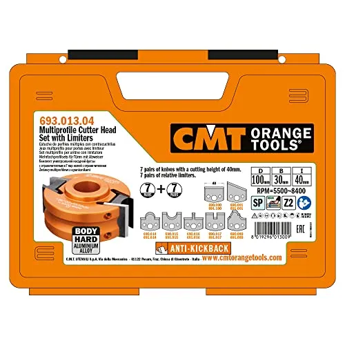 CMT ORANGE TOOLS 693.013.04-7-TEILIGES ALUMINIUM-MULTIPROFILSET MIT ABWEISER D=100X40 F=30