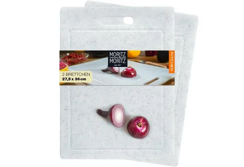 Moritz & Moritz Schneidebrett 2tlg Schneidebrett Kunststoff Set, Kunststoff, (Granitoptik), 36 x 27,5 cm - Schneidebrett Granitoptik mit Eingriffsöffnung und Saftrille