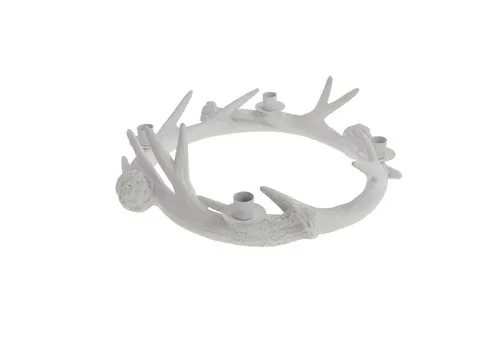 Werner Voß Adventskranz Geweih - Weiß - 40x38x11,5 cm - Der weiße Adventskranz aus Polyresin bietet kreative Gestaltungsmöglichkeiten für die festliche Jahreszeit. Perfekt zum Dekorieren mit Blumenranken und Lichterketten.