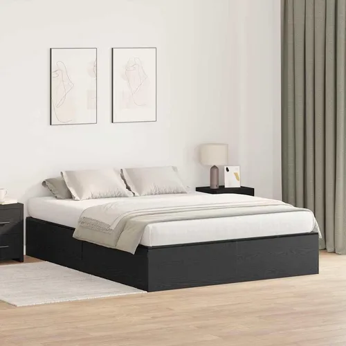 Maison Exclusive Aufbewahrungsbettgestell Schwarz Eichen-Optik 135 x 190 cm