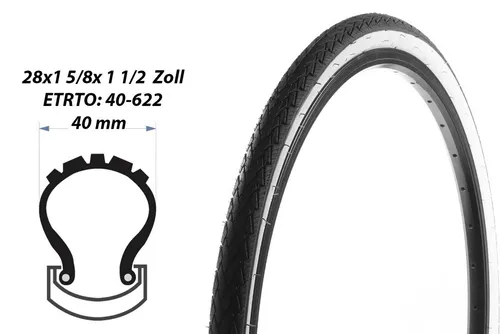 DSI Tyres Fahrradreifen 28 Zoll Fahrrad Reifen 28x1 5/8x1 1/2 City Bike 40-622 Mantel Weiswand, (1-tlg), Weisswand
