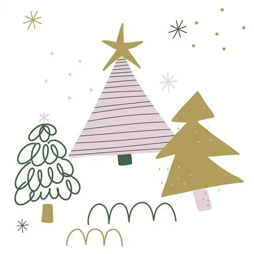 Servietten Three Trees Elegante Bäume Christbaum Weihnachten Sterne 33x33cm 20