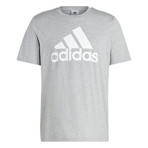 adidas Herren Essentials Single Jersey Big Logo Tee, Medium Grey Heather, S
