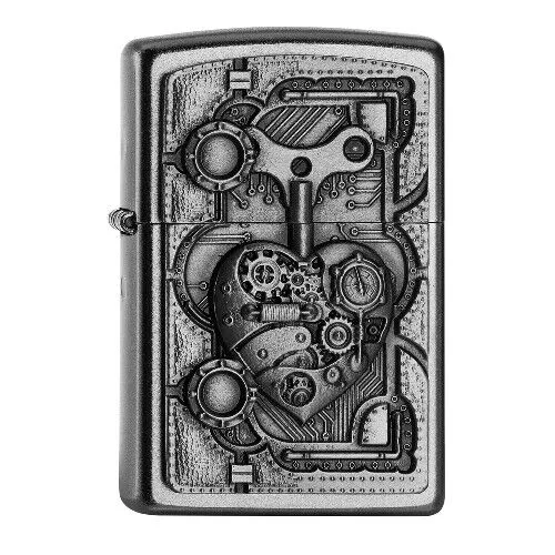 ZIPPO satiniert Emblem Steampunk Heart 2004207 in silber von Zippo GmbH