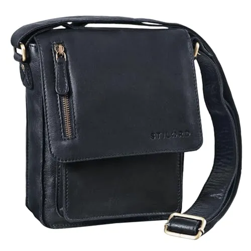 STILORD Herren-Umhängetasche 'Finn' - Vintage Messenger-Bag aus echtem Büffel-Leder - Messenger-Bag aus echtem Büffel-Leder, stilvoll und praktisch mit Platz für Tablets bis 8,4 Zoll und DIN A5 Dokumente. Ideal für den modernen Mann.