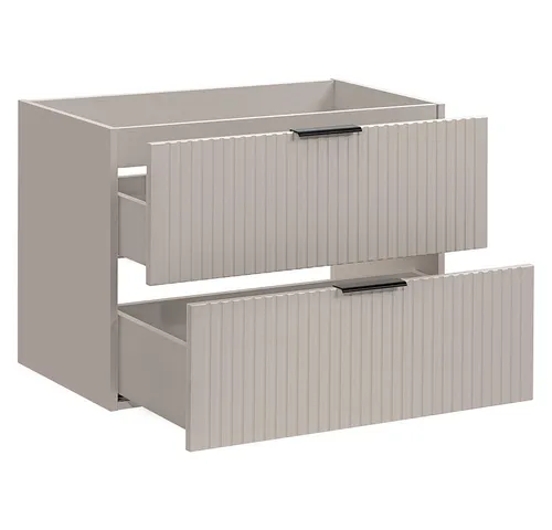 Lomadox Badezimmermöbel Waschtisch-Unterschrank 80 cm - Unterschrank fürs Bad in edlem beige Kaschmir mit gerillter Front und 2 Softclose-Auszügen für leises Schließen. Ideal für modernes Badezimmerdesign.