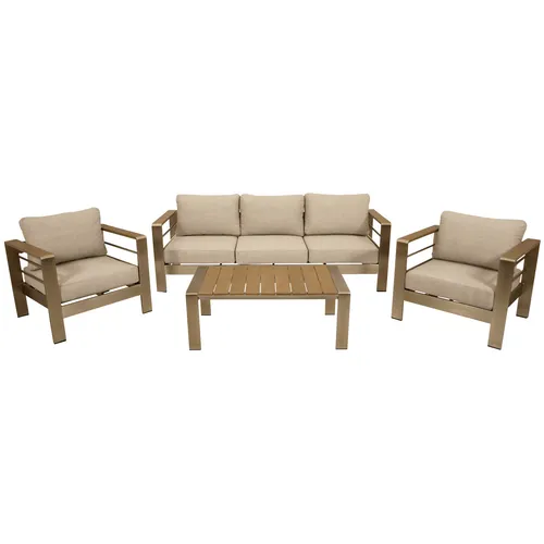 DEGAMO Lounge Set CANNES – Eleganz für Ihren Garten - Gartenmöbel-Set aus wetterfestem Aluminium und Kunstholz, mit komfortablen, wasserabweisenden Polstern – ideal für entspannte Stunden im Freien.