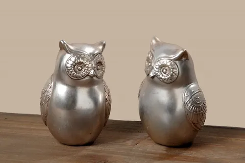 Deko Eule Waldkauz silber H:8cm Stückpreis