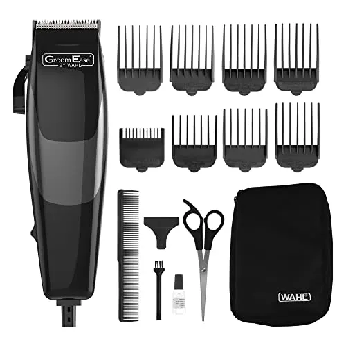 GroomEase by Wahl Sure Cut Clipper - Haarscherer für Männer, professionelle Qualität mit präzisen Karbonstahlklingen und 8 verstellbaren Führungskämmen für individuelle Schnittlängen. Ideal für Anfänger und schnurgebunden für ununterbrochenes Schneiden.