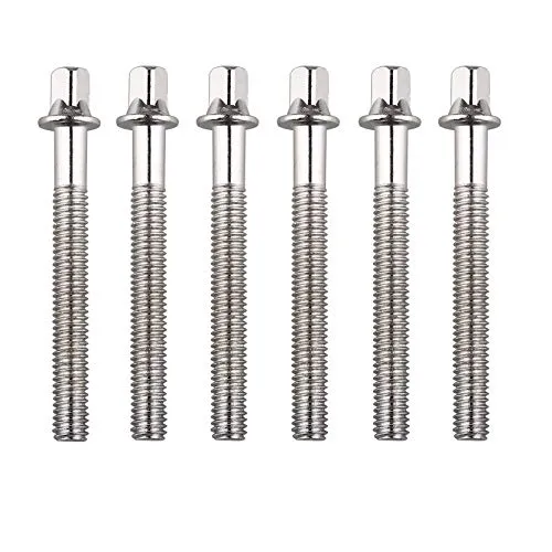 Futheda Spannstäbe für Metalltrommel, lange Spannschrauben, Stangen, Bolzen für Reparatur von Tom/Snare-Drum, Ersatzteil für Perkussionsinstrument, Zubehör, 6 Stück