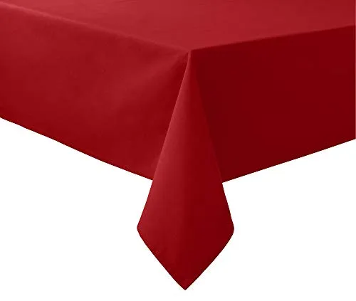 REDBEST Tischdecke, Tischwäsche Uni Seattle, 100% Baumwolle rot Größe 110x140 cm - Robustes, glattes Gewebe, mit hochwertigem Kuvertsaum