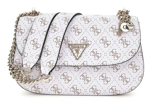 GUESS Eco Erica Convertible Xbody Flap Bag Cream Logo - Damen-Schultertaschen, elegante Eco-Tasche mit praktischem Umwandlungsdesign für vielseitigen Einsatz im Alltag.