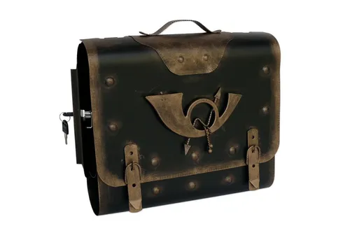 Briefkasten-Versandshop Wandbriefkasten Briefkasten Posthorn Wandhalterung antiker Stil nostalgischer Charme M, Öffnung Rechts