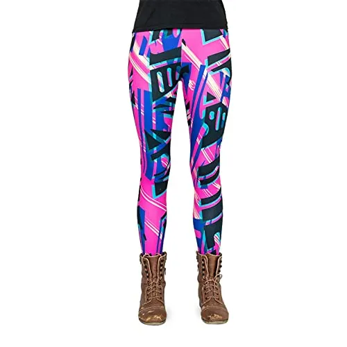 cosey - Neon Line Leggings - knallige Farben- in verschiedenen Leuchtend bunten Designs (Einheitsgröße) (Cyber City)