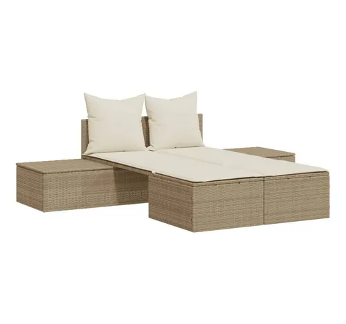 furnicato Gartenliege Doppel-Sonnenliege 104x162x30 cm Beige aus PE-Rattan und Stahl - Komfortable Doppel-Sonnenliege für entspannte Stunden im Garten oder auf dem Balkon. Langlebiges PE-Rattan und pulverbeschichteter Stahlrahmen garantieren Stabilität und einfache Pflege.
