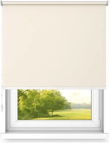 time4blinds Rollos Verdunkelungsrollo Freihängendes Rollo ohne Kassette Wand- oder Deckenmontage Großes Format UV-Schutz Thermische Eigenschaften Solides Design 170x220 cm Ecru - Links