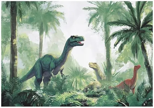 WallArena Vlies Fototapete Dinosaurier für Kinderzimmer 200x140 cm - Gestalten Sie das Kinderzimmer mit dieser strapazierfähigen Vlies Fototapete im Dino-Design. Einfache Montage und lebendige Farben sorgen für eine fröhliche Atmosphäre und machen das Zimmer zum Spielparadies.
