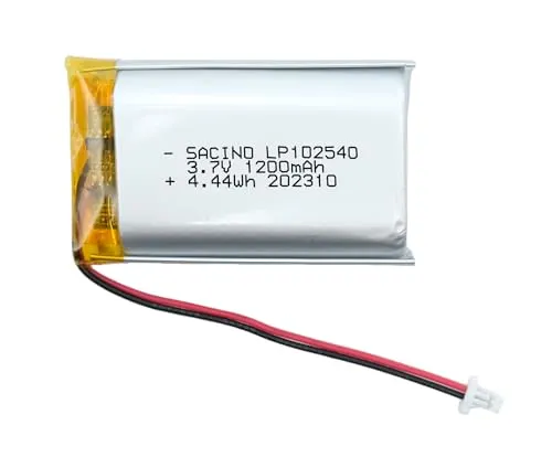 EFASO 102540 3.7V Akku 1200 mAh T x B x L: 10x25x40 mm 2 PIN Stecker Vor Inbetriebnahme unbedingt Polung beachten: rotes Kabel Pluspol schwarzes Kabel Minuspol