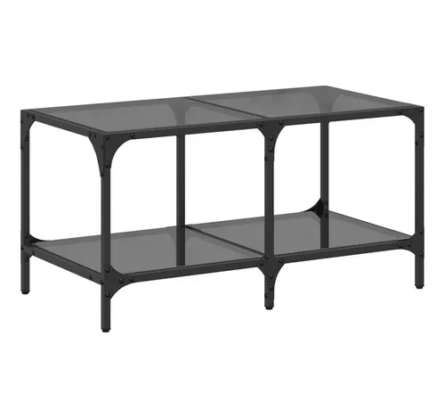 furnicato Moderner Couchtisch mit schwarzer Glasplatte, 78,5 x 40 x 40 cm - Eleganter Couchtisch mit stabiler Glasplatte und robustem Holzwerkstoff. Ideal für Snacks und Dekoration, mit schmutzabweisender Oberfläche für einfache Pflege. Passt perfekt in jedes Wohnzimmer.