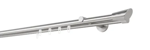 ondeco Gardinenstange Profil 2-läufig, silberfarben, Ø 20 mm, Wunschmaß - Elegante 2-läufige Gardinenstange in Edelstahl-Optik, ideal für eine stilvolle Fensterdekoration. Individuelle Wunschmaßlängen und einfache Montage durch Bohren.