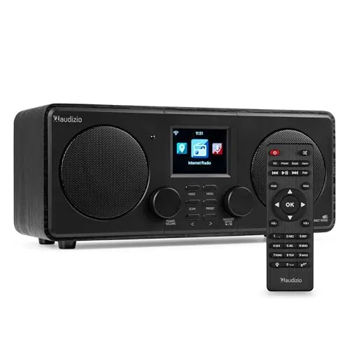 Audizio Foza - WLAN Internetradio mit DAB+, Bluetooth und Fernbedienung - Radios: Erleben Sie kristallklaren Sound mit DAB+ und Bluetooth-Streaming in elegantem Design – ideal für Küche, Wohnzimmer oder Büro.