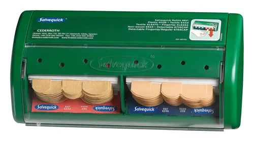 Salvequick Pflasterspender 1009070 - Hygienische Wandmontage, 85 praktische Pflaster für schnelle Wundversorgung und platzsparende Nutzung