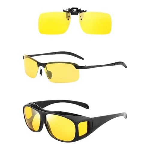 GTYHH 3 Stück Einfache Brillen, Fahrradbrillen, Nachtfahrbrillen, Blendschutzbrillen, Anti-Wind- Und Sandbrillen