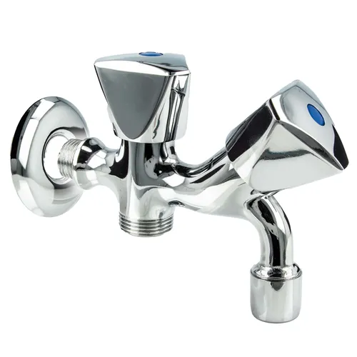 tecuro Kombi-Auslaufventil 1/2 Zoll mit GA - Bad- & Duscharmaturen: Hochwertiges Messingventil mit zusätzlichem Geräteanschluss für Waschmaschinen und Gartenschläuche, inklusive Rückflussverhinderer und Mischdüse.